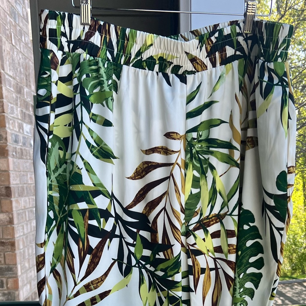 🆕 🌿Nina Parker x Macy’s Palm Leaf Tropical Wide Leg Pants Beach Chic Size 2X 🌿 - Picture 5 of 11
